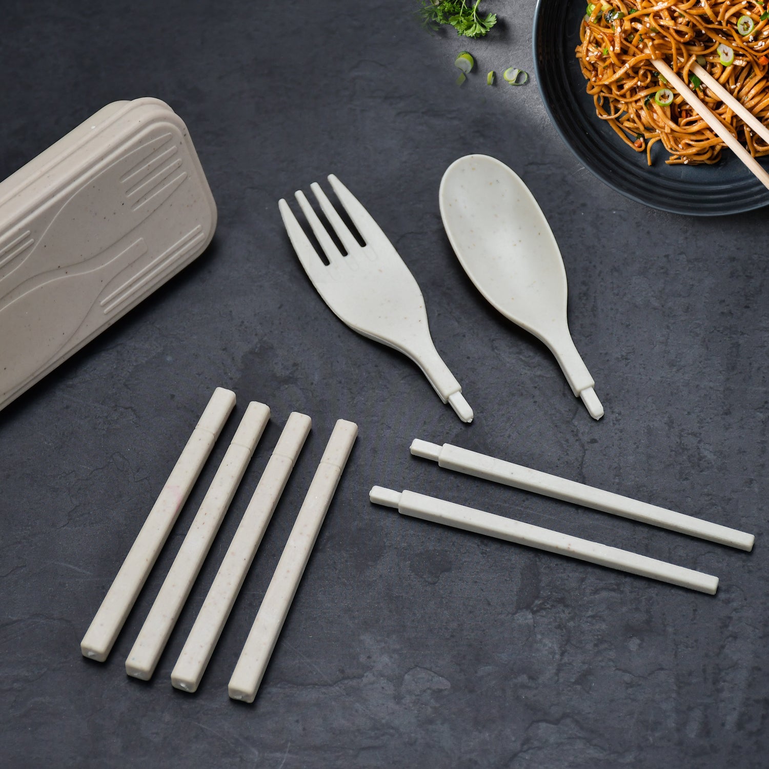 2243 Spoon Fork Chopsticks Set Dinnerware 3PCS/Set Lunch Tableware Detachable Cutlery Portable Travel Kitchen Accessories DeoDap 2243 Spoon Fork Chopsticks Set Dinnerware 3PCS/Set Lunch Tableware Detachable Cutlery Portable Travel Kitchen Accessories DeoDap